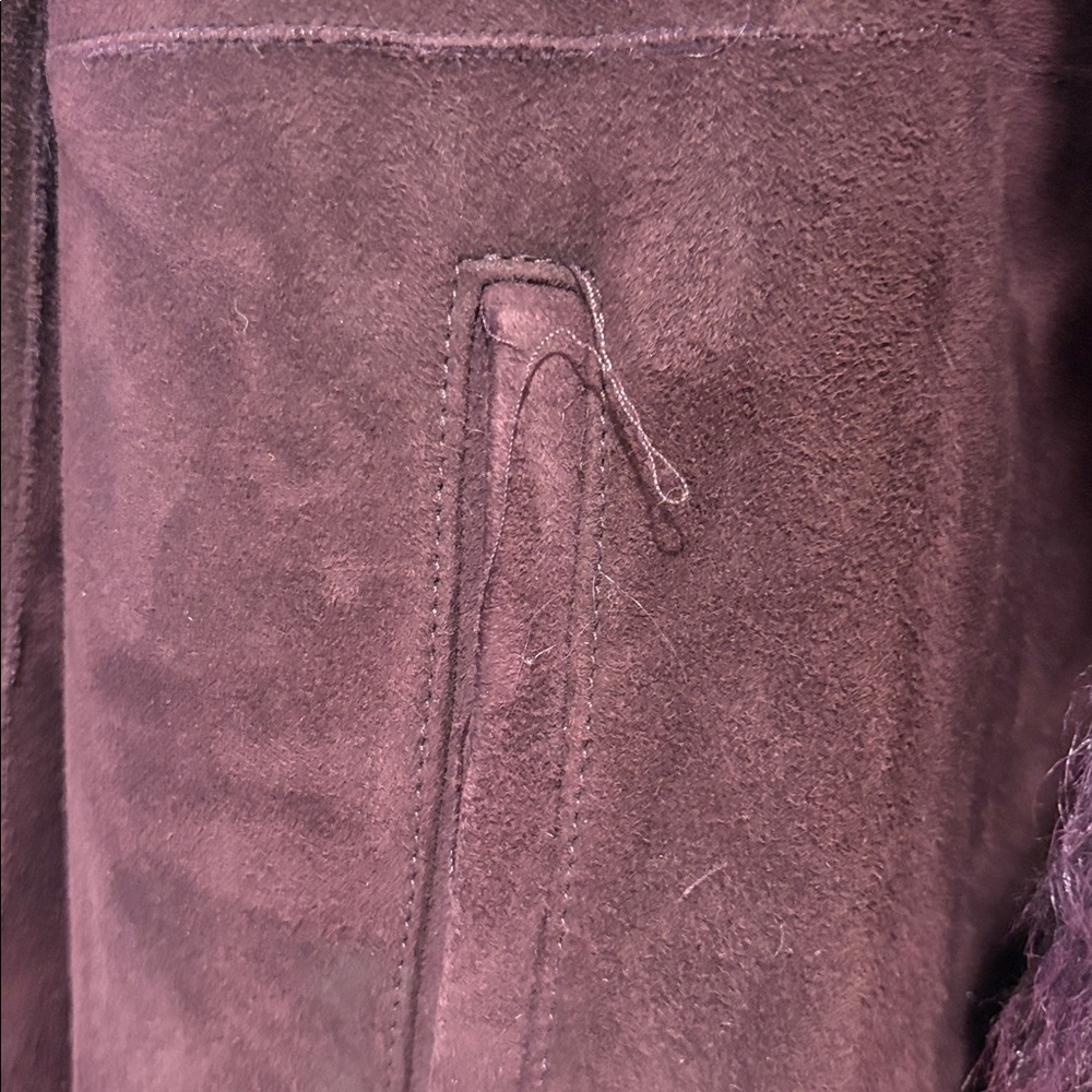 DKNY Deep Brown Teddy Jacket with Faux Fur Trim - Picture 8 of 13